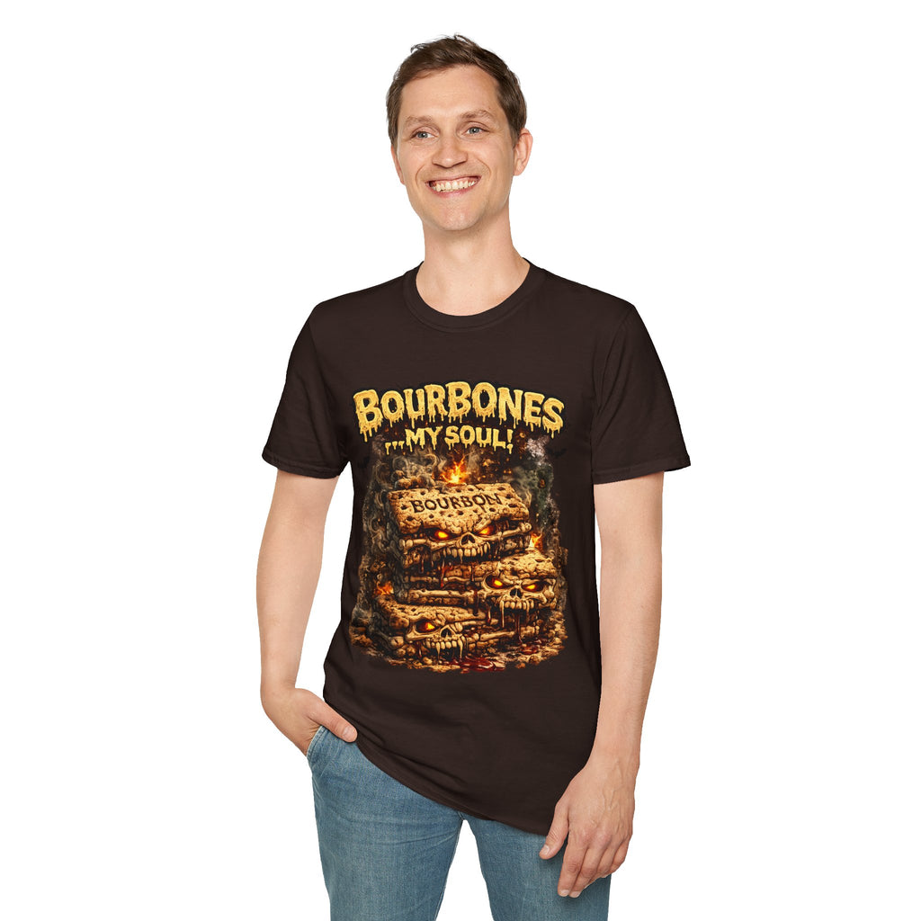 Bourbones My Soul T‑Shirt — Vintage Whiskey Skull Graphic Tee