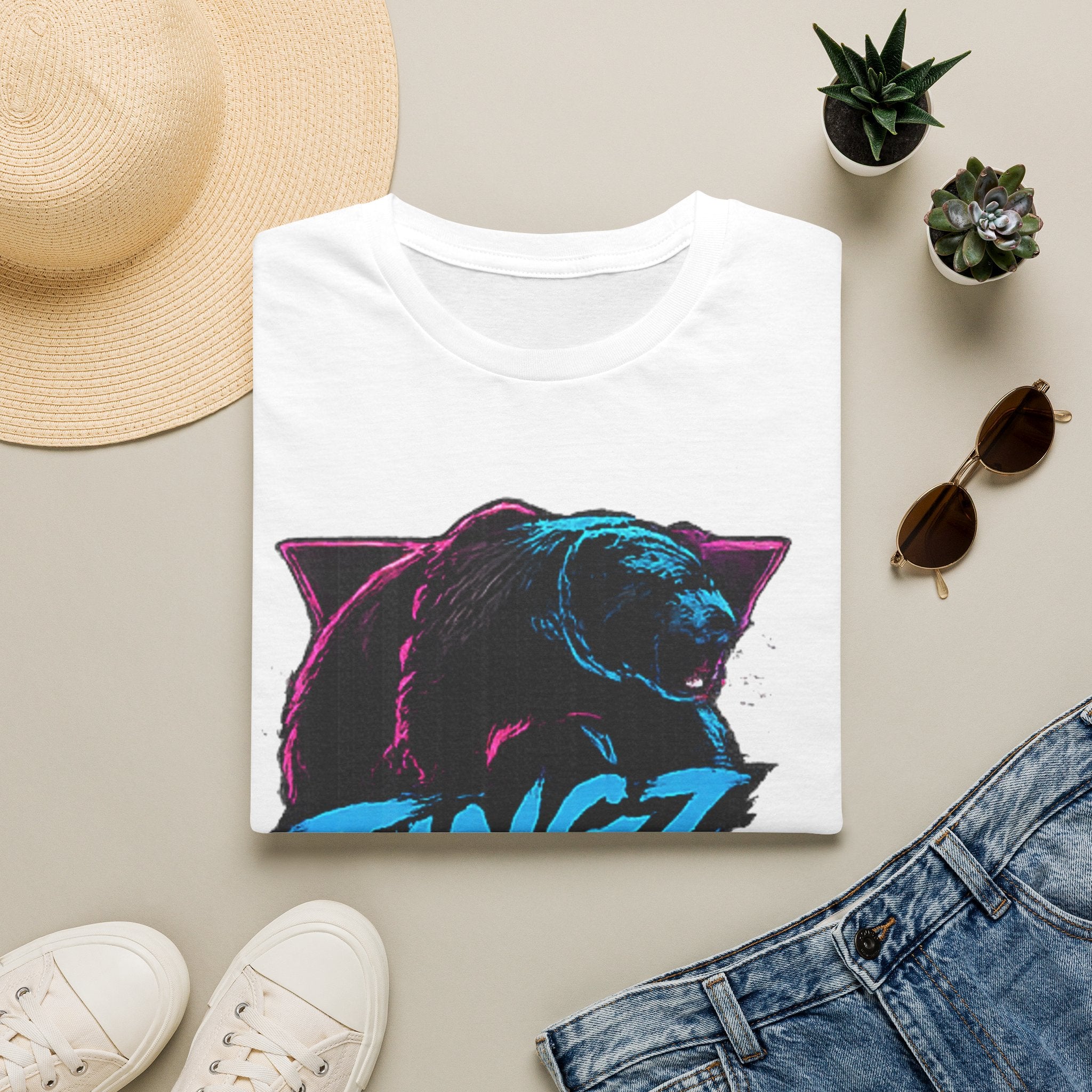 Bear TINGZ Graphic T-Shirt —  Retro Neon Crew Tee