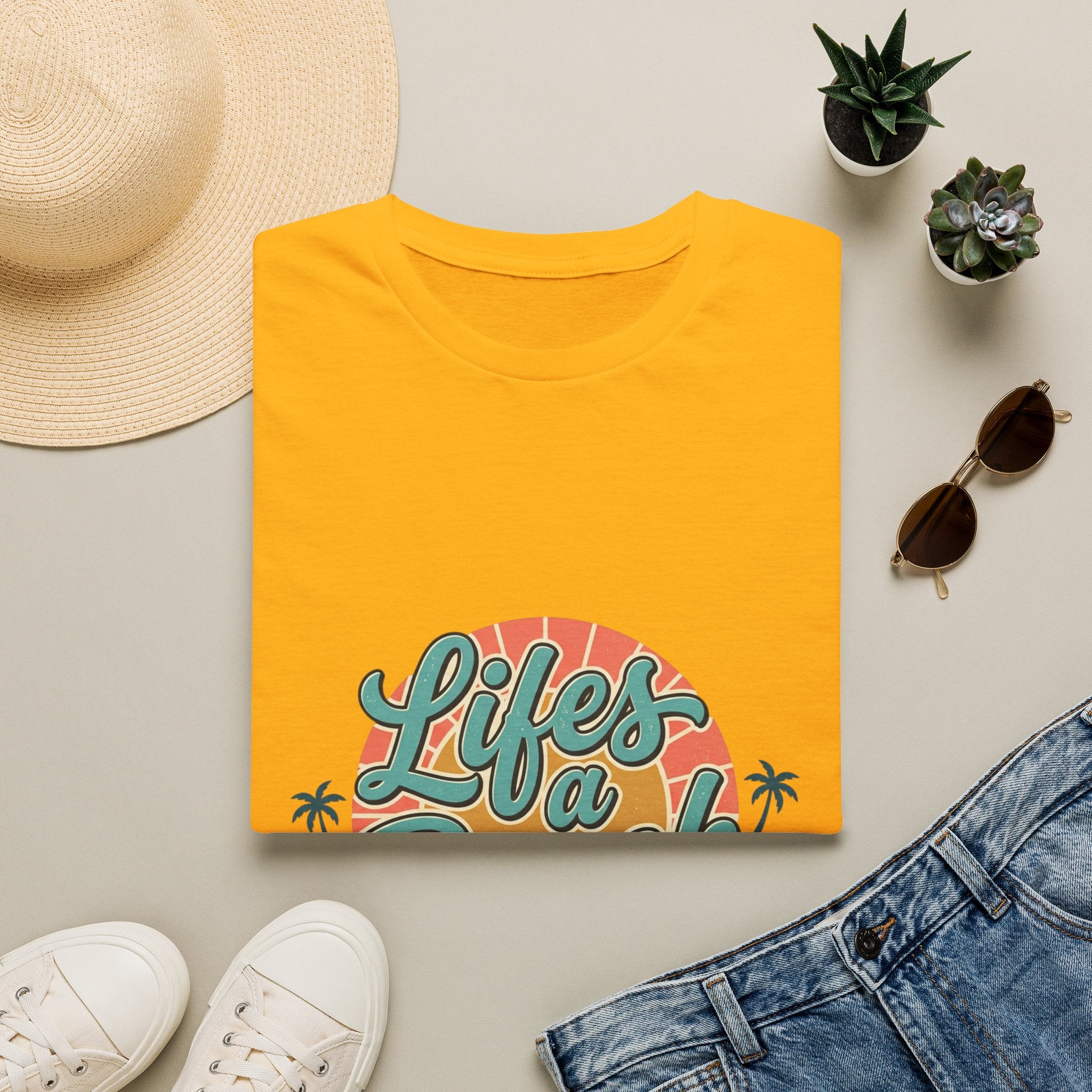 Life's a Beach T-Shirt — Retro Palm Sunset Summer Tee