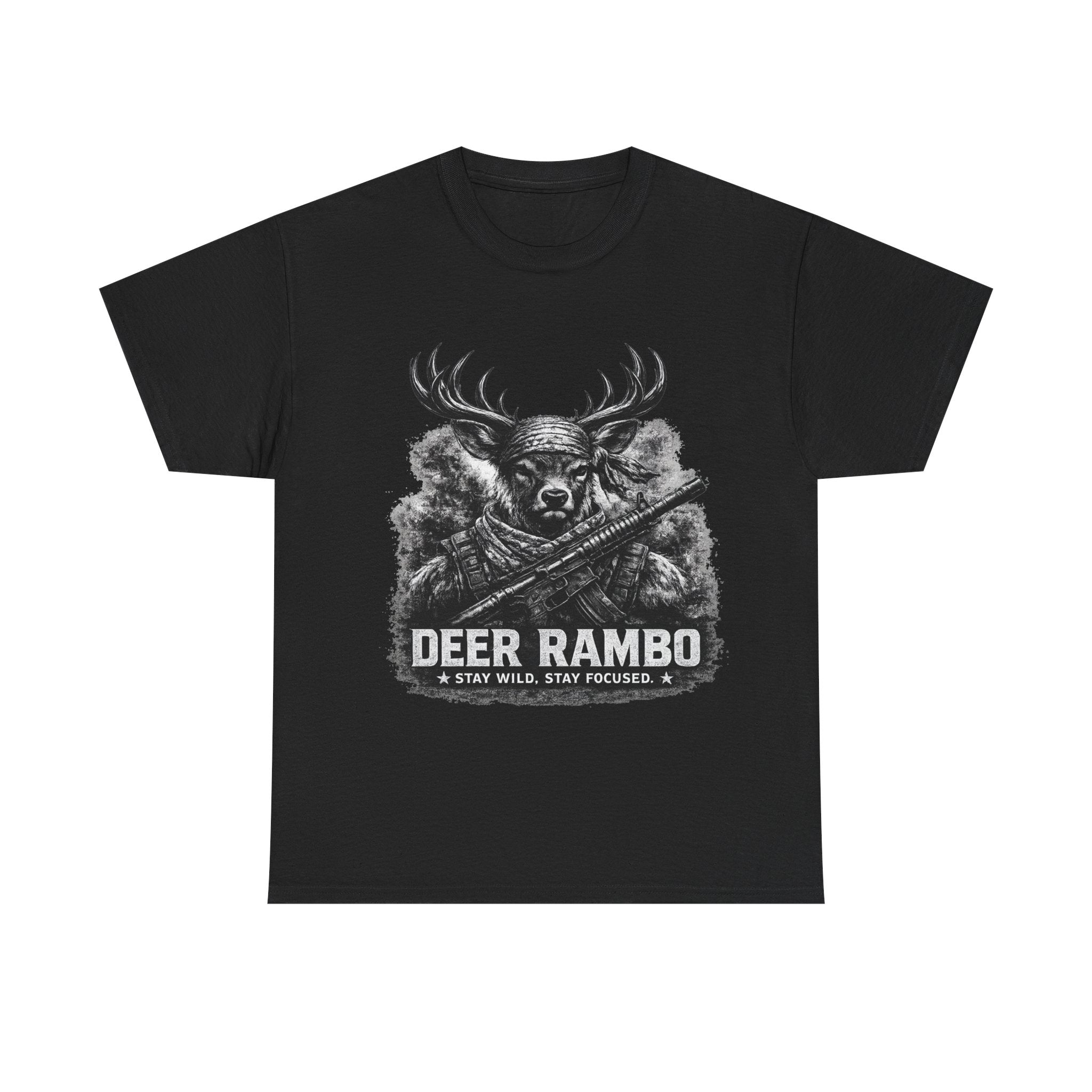 Deer Rambo Skull T-Shirt | Hunter Gift | Woodland Deer Shirt | Rustic Outdoor Tee | Unisex Shirt