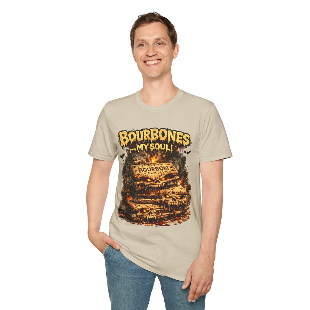 Bourbones My Soul T‑Shirt — Vintage Whiskey Skull Graphic Tee