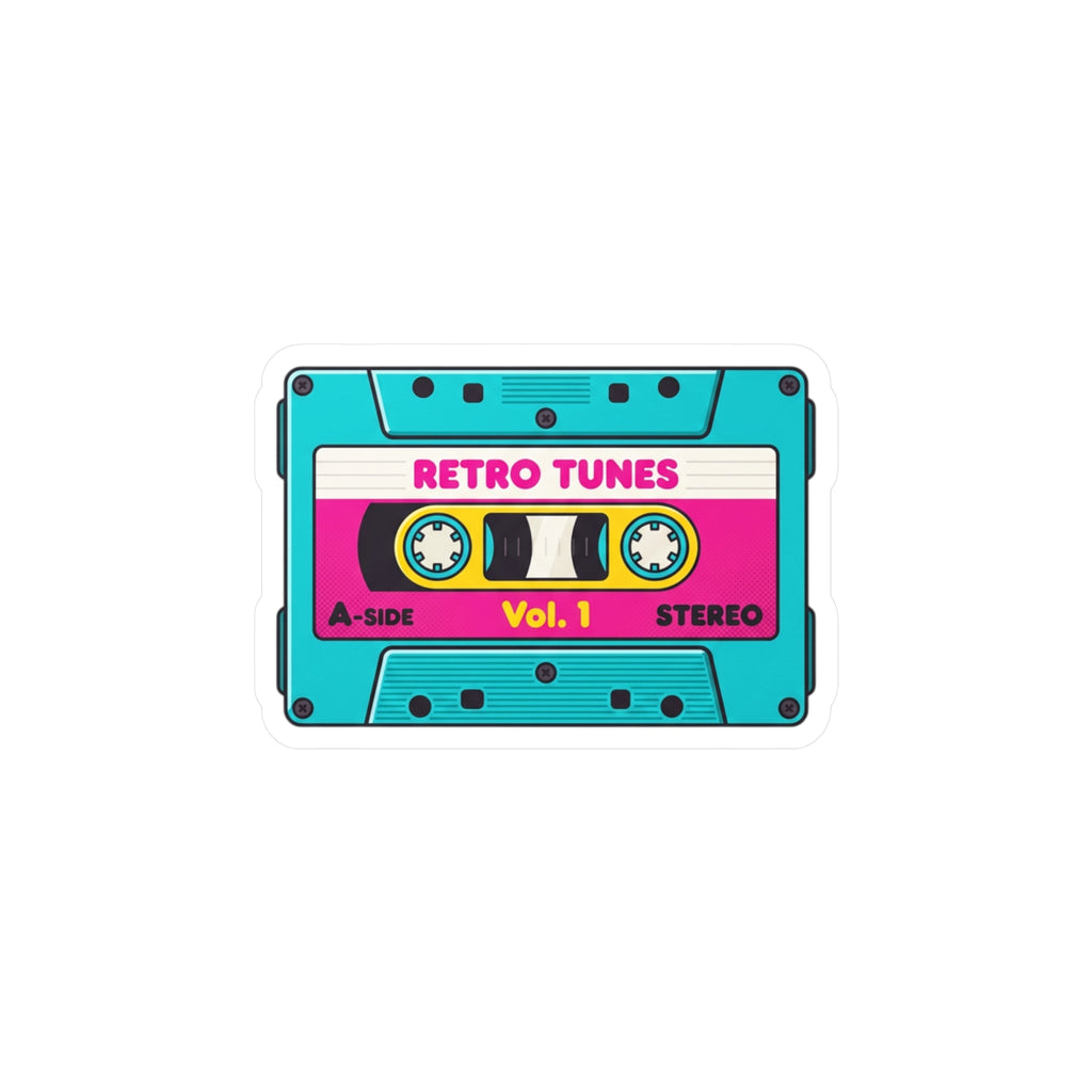 Retro Cassette Tape Vinyl Sticker — 'Retro Tunes Vol. 1' Kiss-Cut