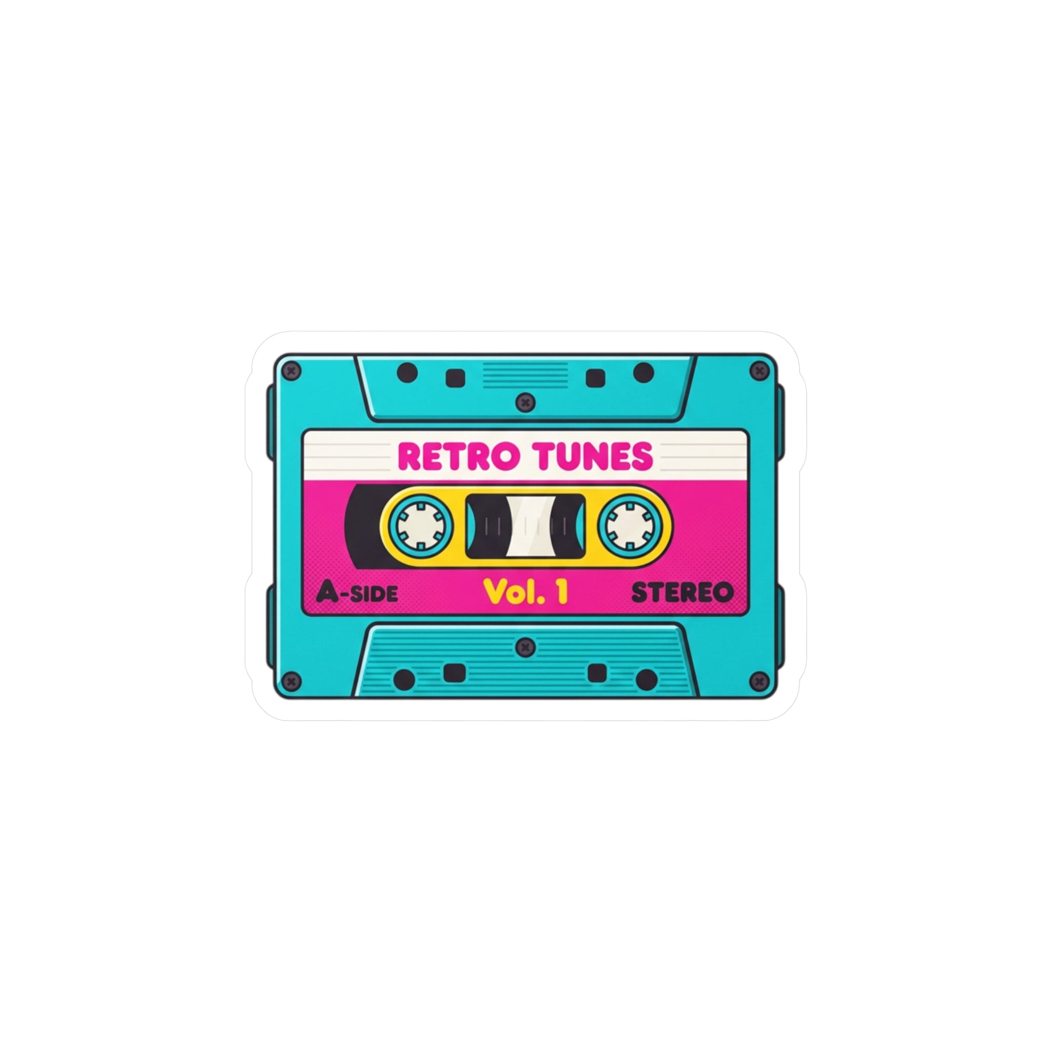 Retro Cassette Tape Vinyl Sticker — 'Retro Tunes Vol. 1' Kiss-Cut