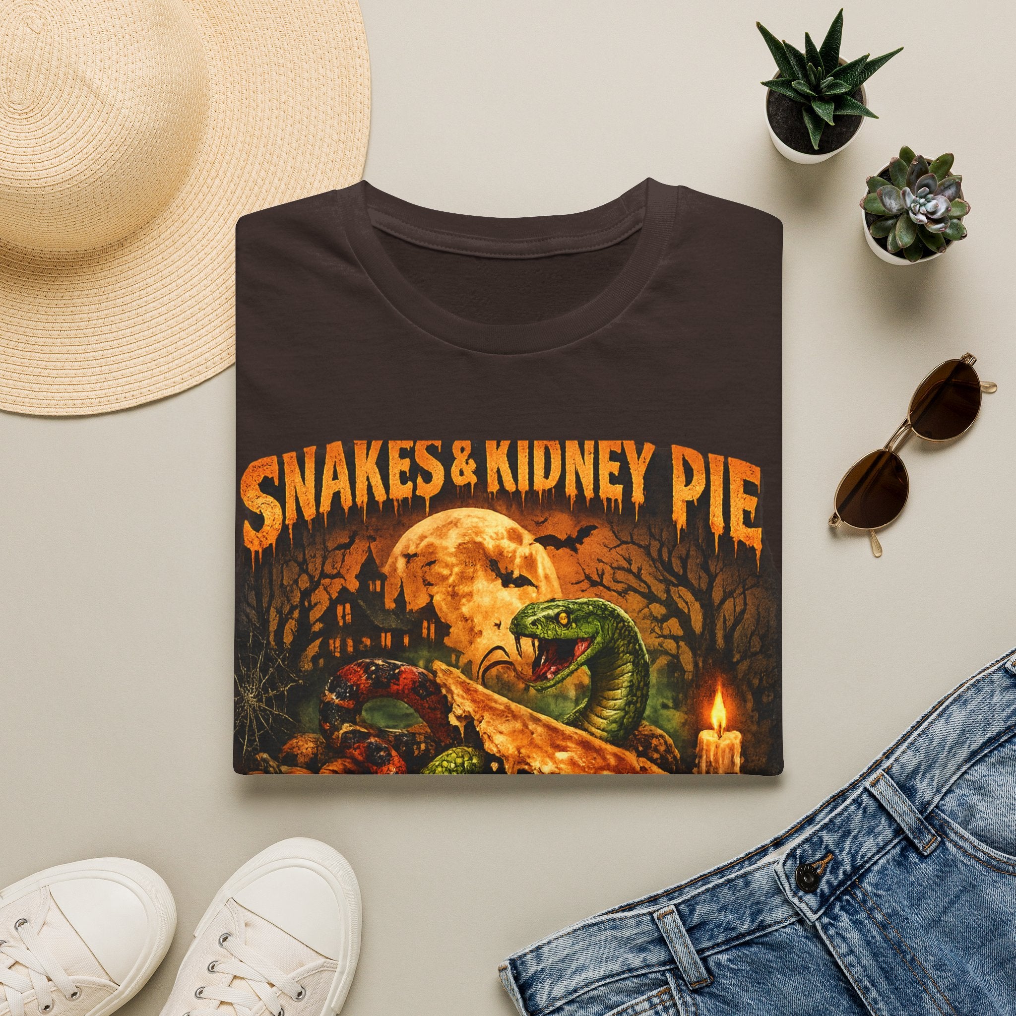 Snakes & Kidney Pie Tee — Spooky Retro Halloween Graphic T-Shirt
