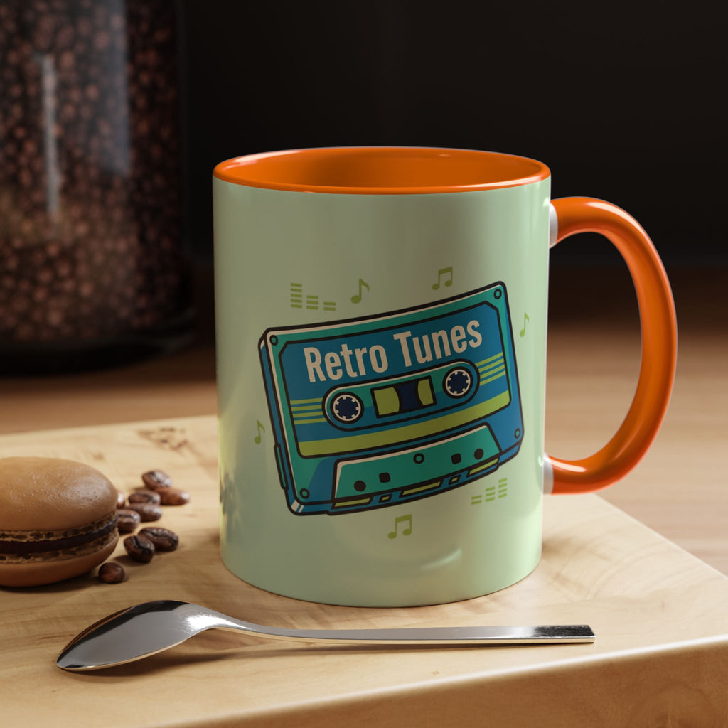 Retro Tunes Accent Coffee Mug — Cassette Tape Music Lovers Gift (11/15oz)