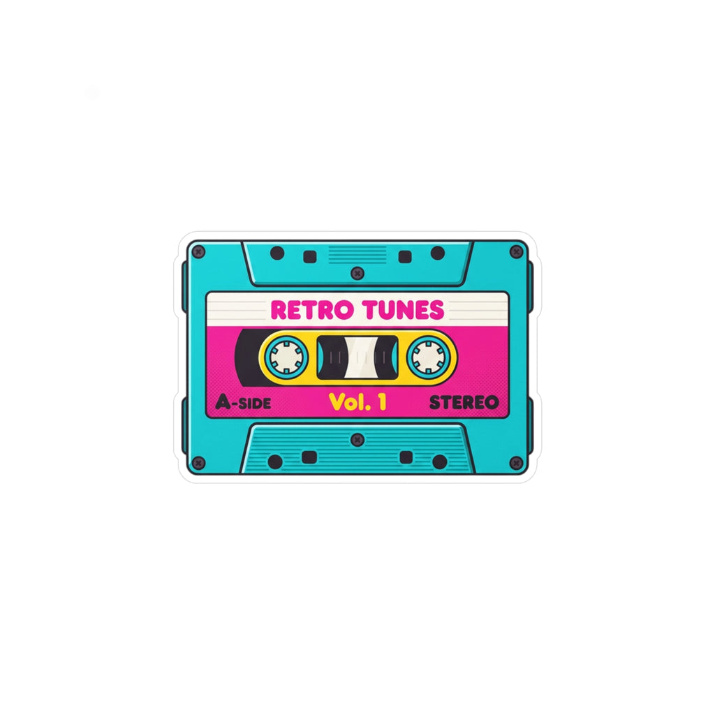 Retro Cassette Tape Vinyl Sticker — 'Retro Tunes Vol. 1' Kiss-Cut