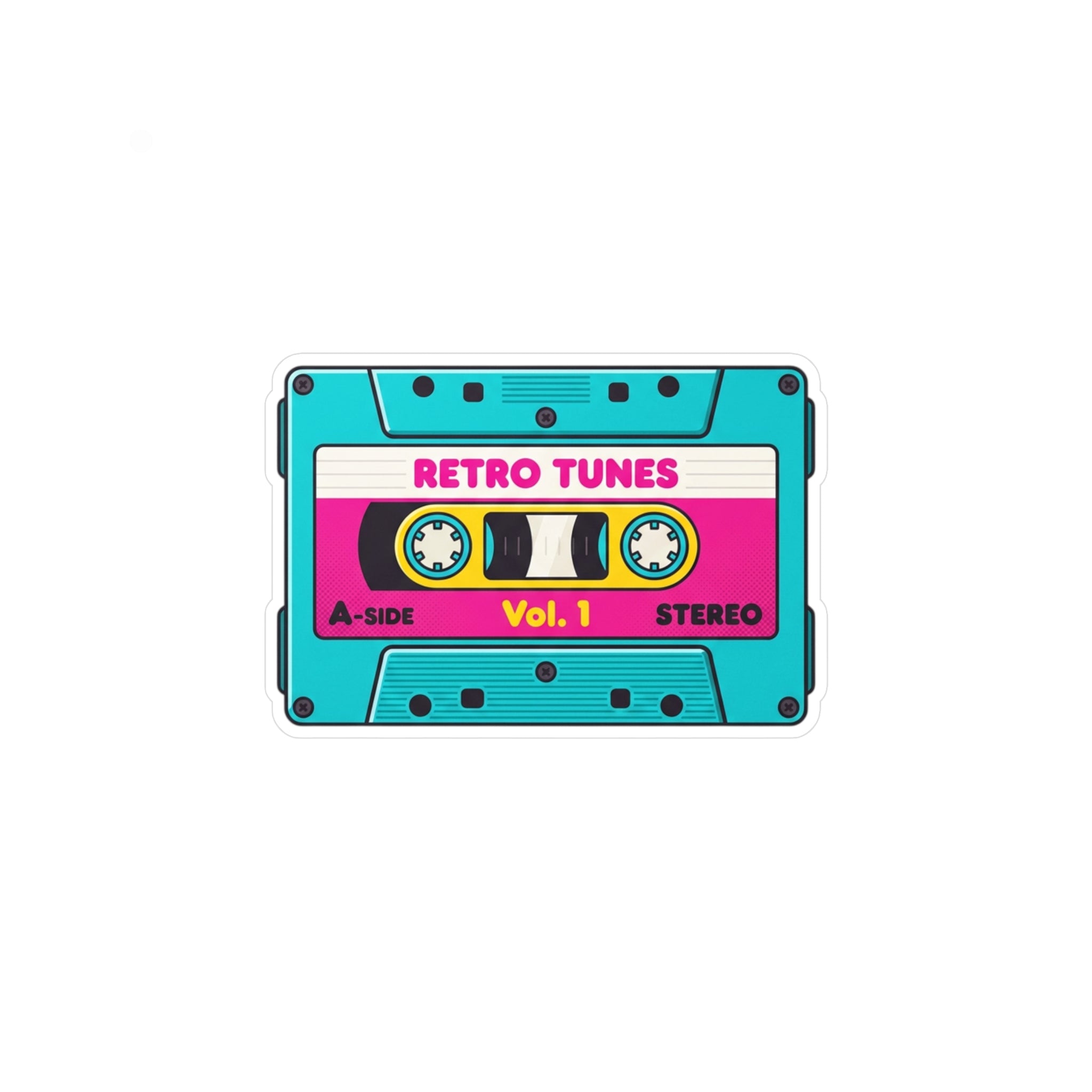 Retro Cassette Tape Vinyl Sticker — 'Retro Tunes Vol. 1' Kiss-Cut