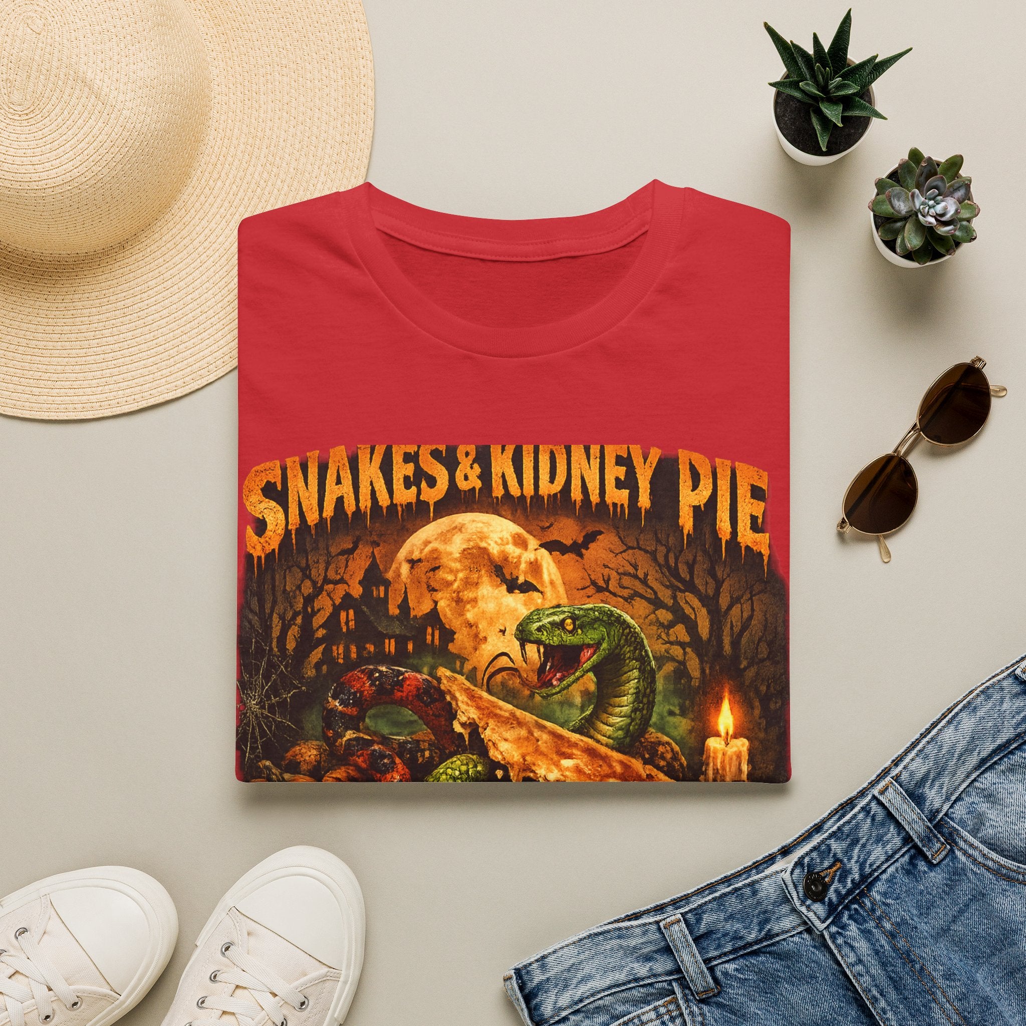 Snakes & Kidney Pie Tee — Spooky Retro Halloween Graphic T-Shirt