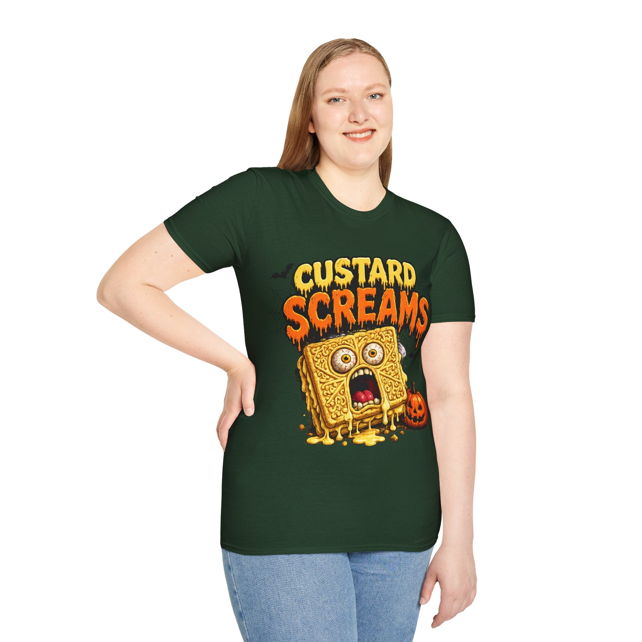 Custard Screams Halloween T-Shirt — Spooky Dessert Graphic Tee