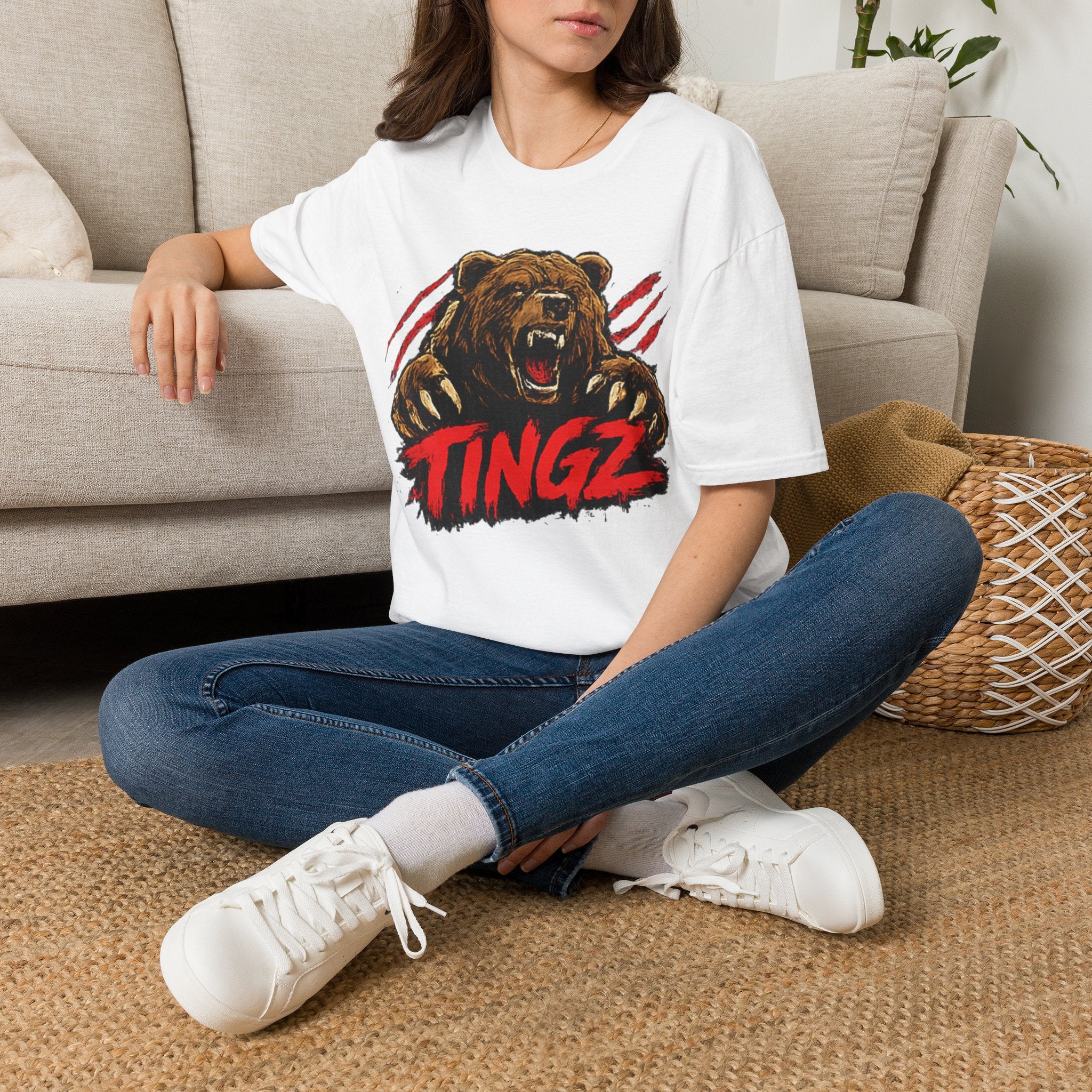 Grizzly Roar T-Shirt — Bold Bear Graphic "TINGZ" Tee