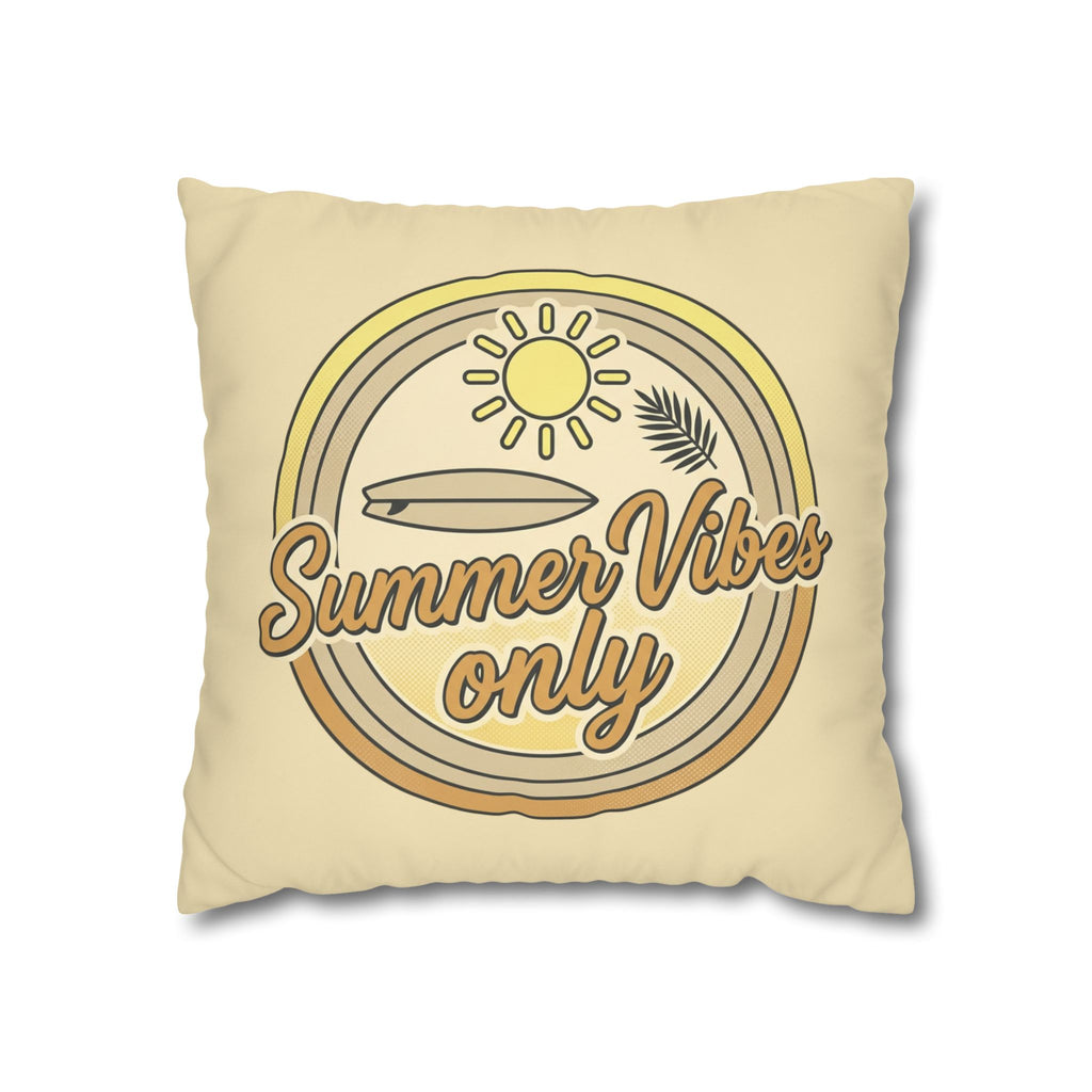 Summer Vibes Only Pillowcase — Retro Surf Beach Decorative Throw Pillow