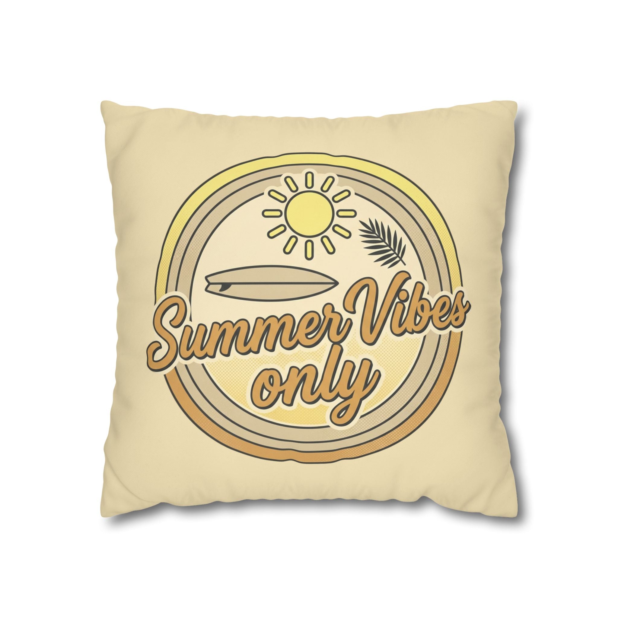 Summer Vibes Only Pillowcase — Retro Surf Beach Decorative Throw Pillow