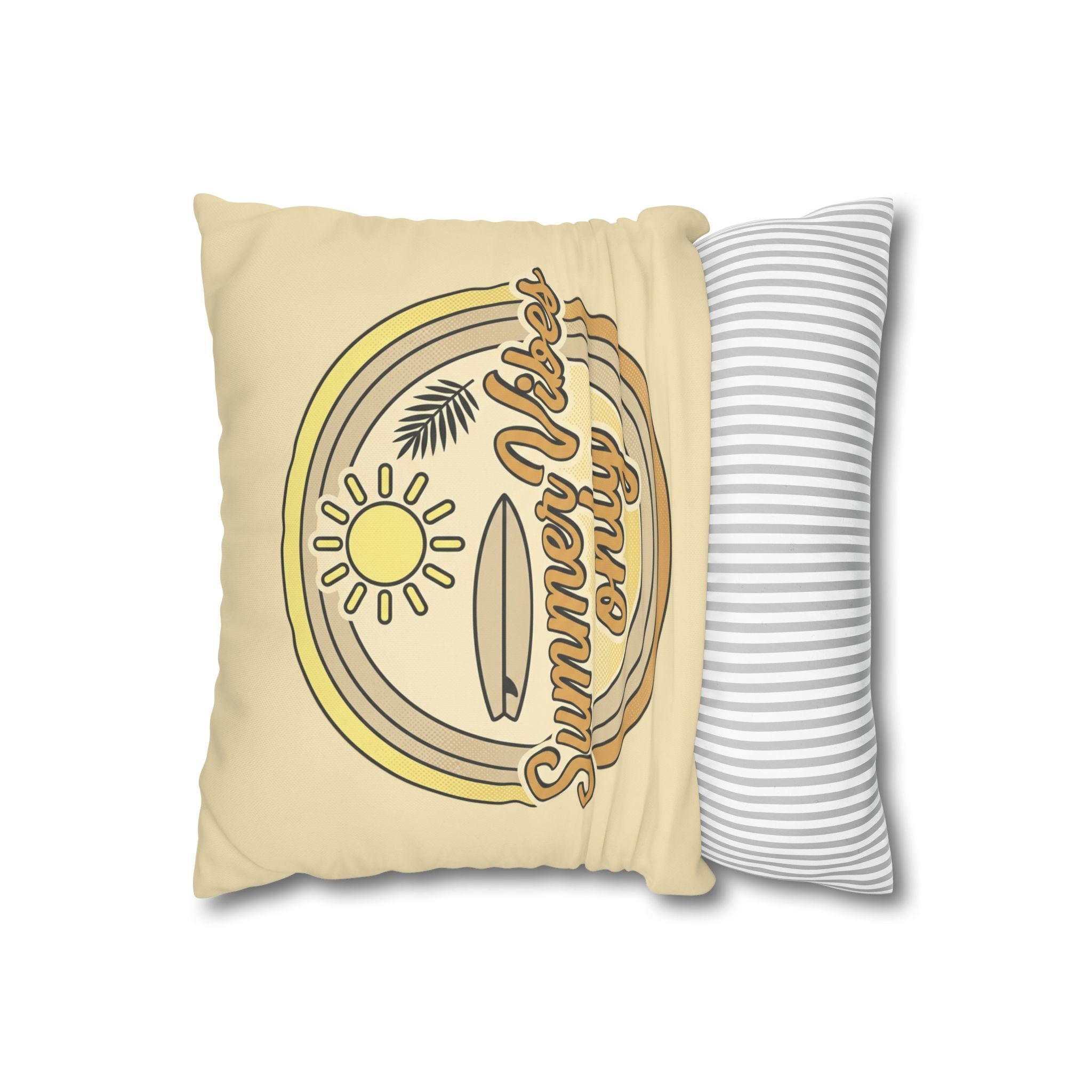 Summer Vibes Only Pillowcase — Retro Surf Beach Decorative Throw Pillow
