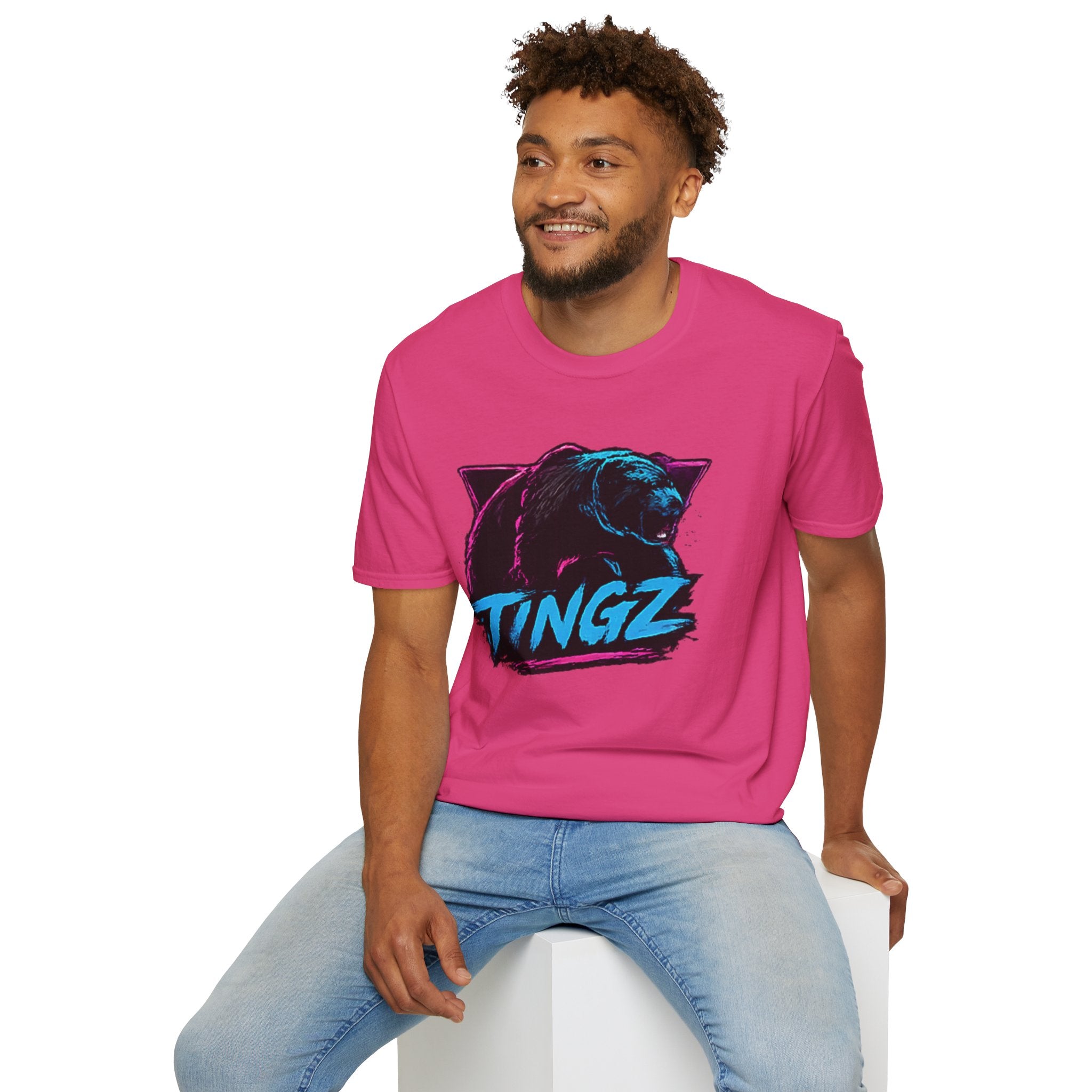 Bear TINGZ Graphic T-Shirt —  Retro Neon Crew Tee
