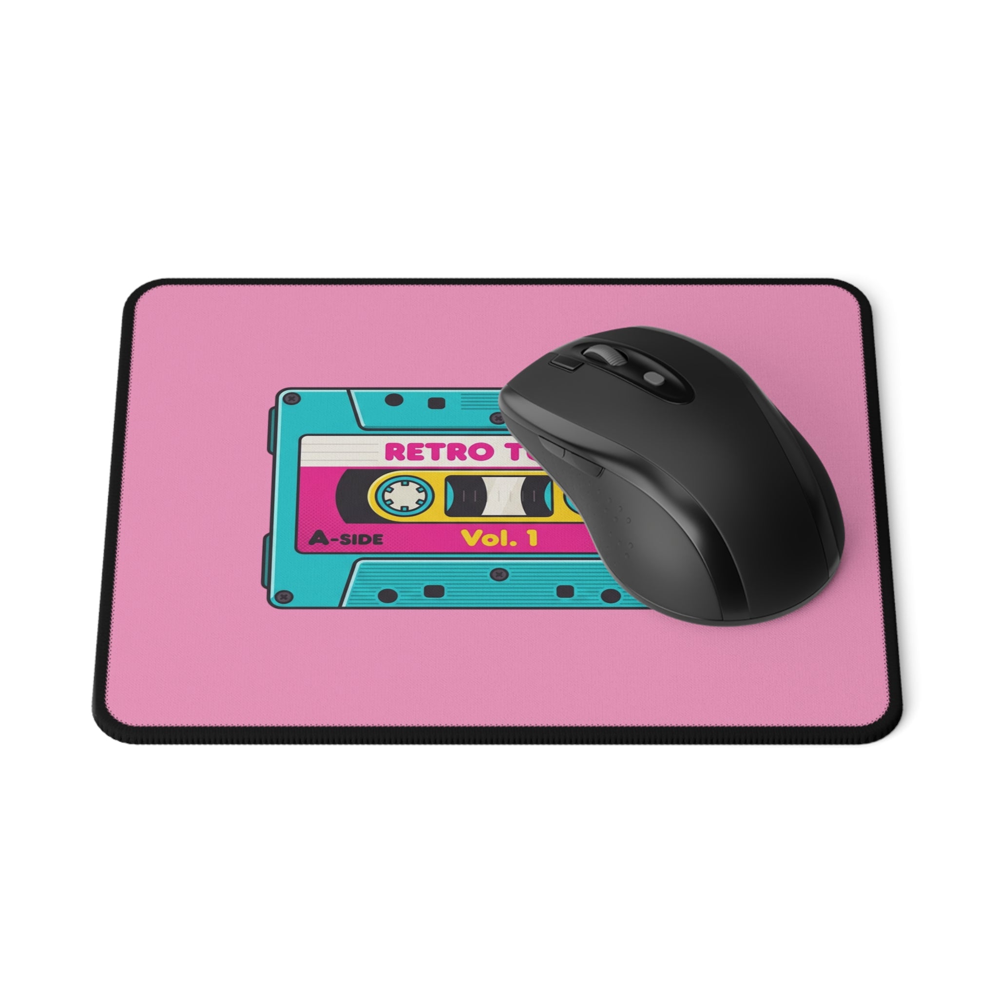 Pink  Retro Cassette Tape Non-Slip Gaming Mouse Pad | Vintage 80s Music Desk Mat