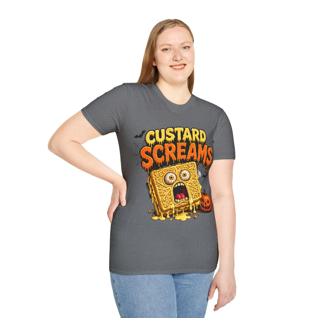 Custard Screams Halloween T-Shirt — Spooky Dessert Graphic Tee