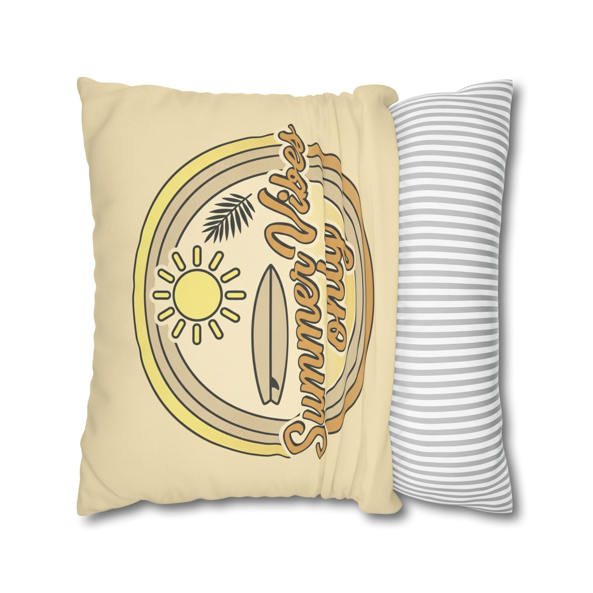 Summer Vibes Only Pillowcase — Retro Surf Beach Decorative Throw Pillow