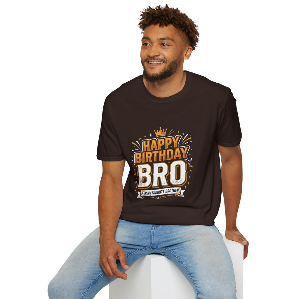 Happy Birthday Bro T-Shirt — Bold Crowned Birthday Tee for Brother