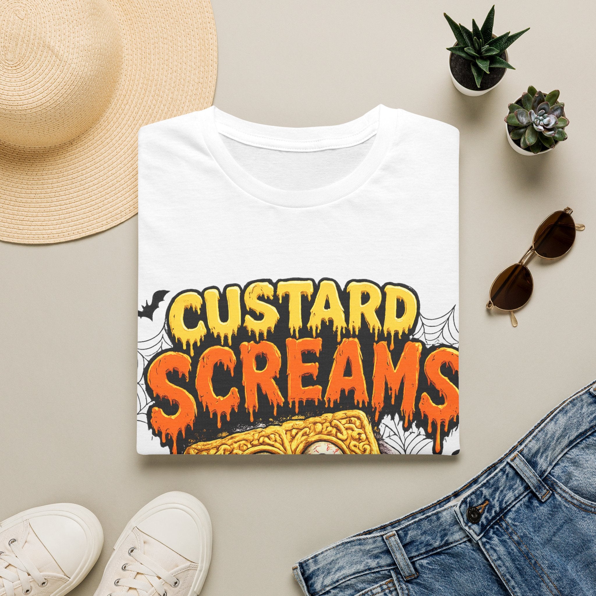Custard Screams Halloween T-Shirt — Spooky Dessert Graphic Tee