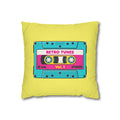 Retro Cassette Tape Pillow Cover — 'Retro Tunes Vol. 1' Square Throw Pillowcase