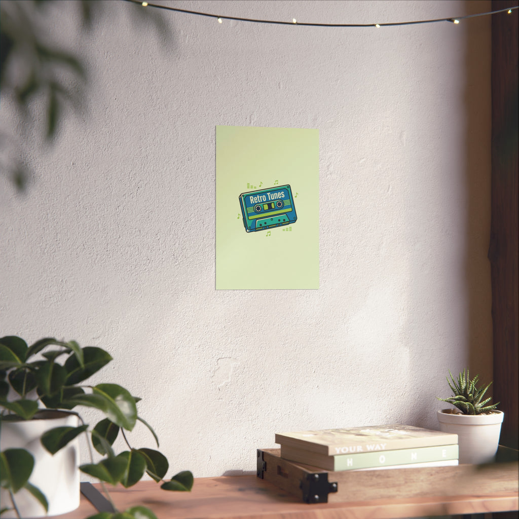 Retro Tunes Cassette Poster — Vintage Music Wall Art
