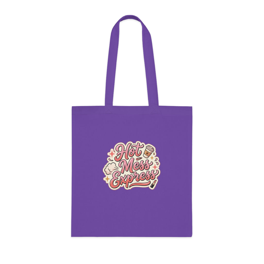 Hot Mess Express Cotton Tote — Funny Retro Coffee & Makeup Graphic Tote Bag