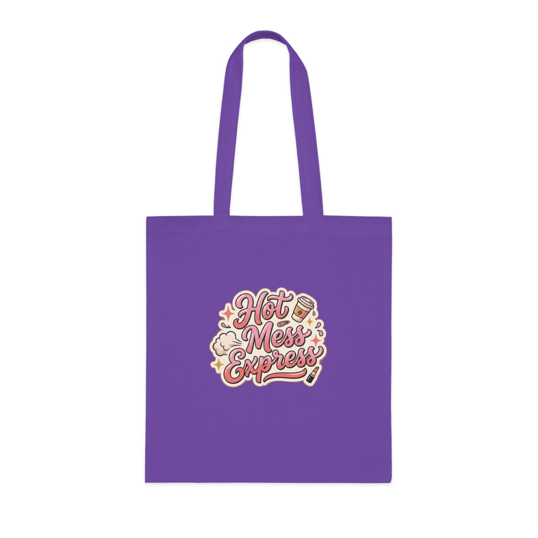 Hot Mess Express Cotton Tote — Funny Retro Coffee & Makeup Graphic Tote Bag