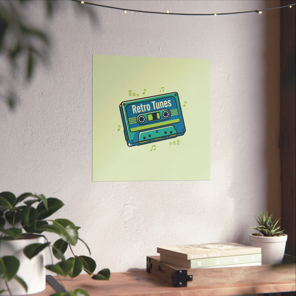Retro Tunes Cassette Poster — Vintage Music Wall Art