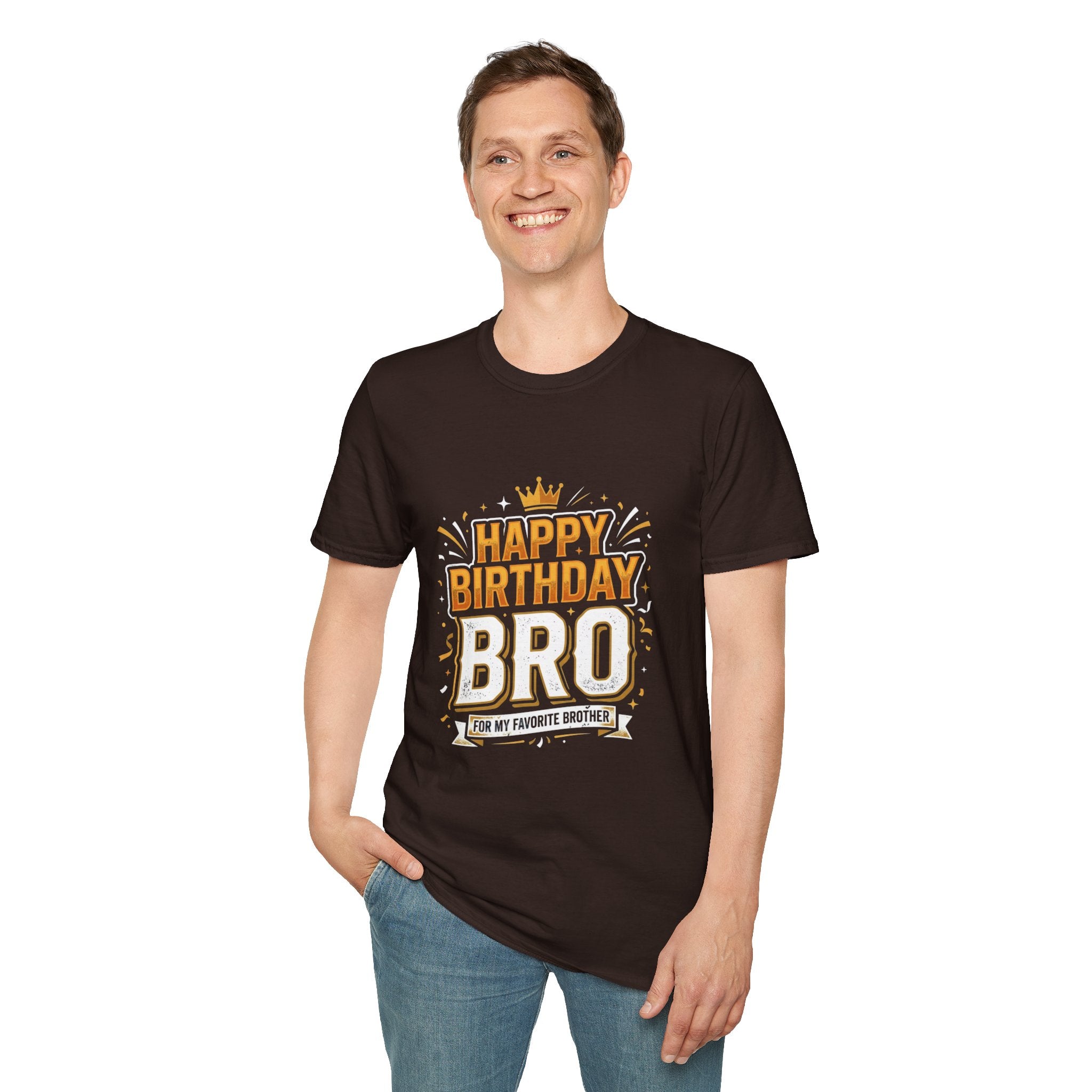 Happy Birthday Bro T-Shirt — Bold Crowned Birthday Tee for Brother