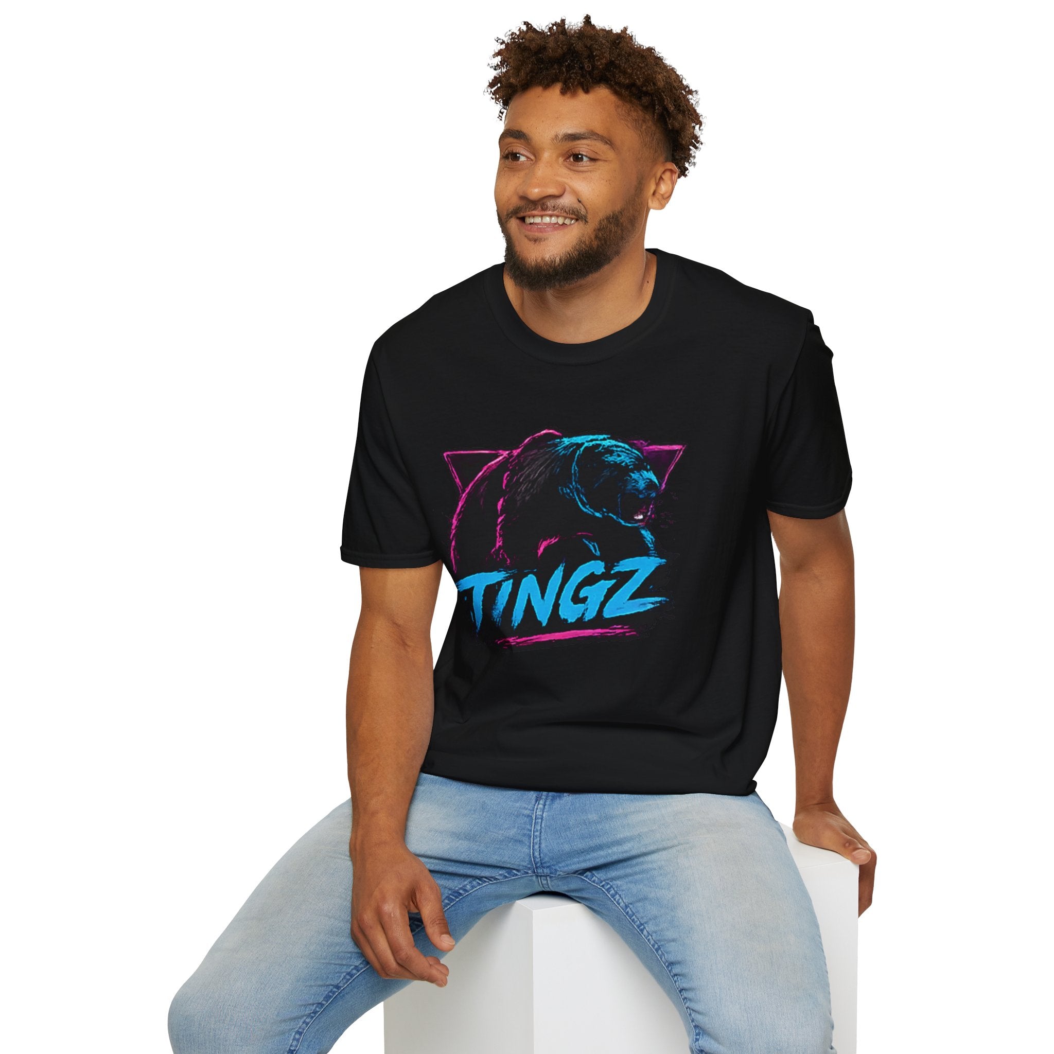 Bear TINGZ Graphic T-Shirt —  Retro Neon Crew Tee