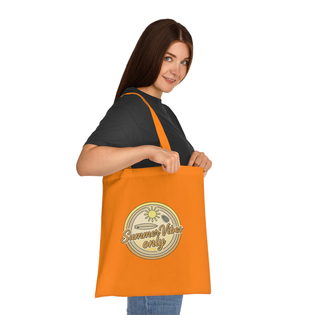 Summer Vibes Only Cotton Tote Bag — Retro Beach Graphic Eco Market Tote