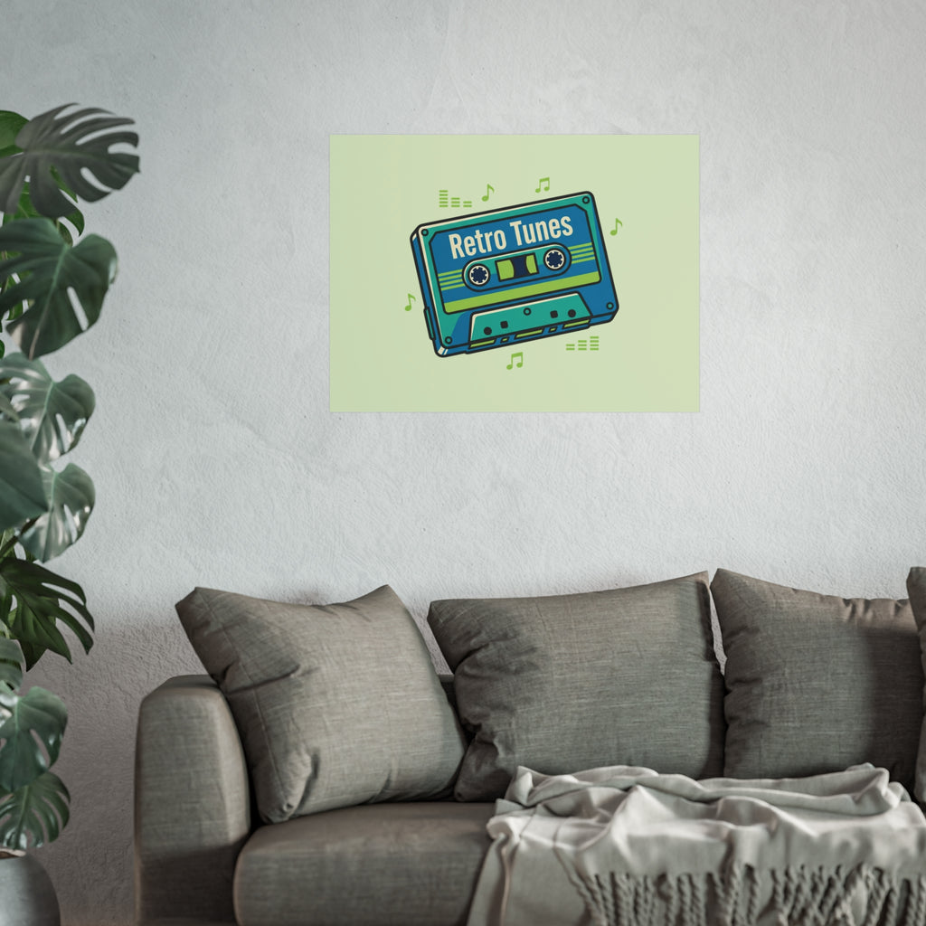 Retro Tunes Cassette Poster — Vintage Music Wall Art