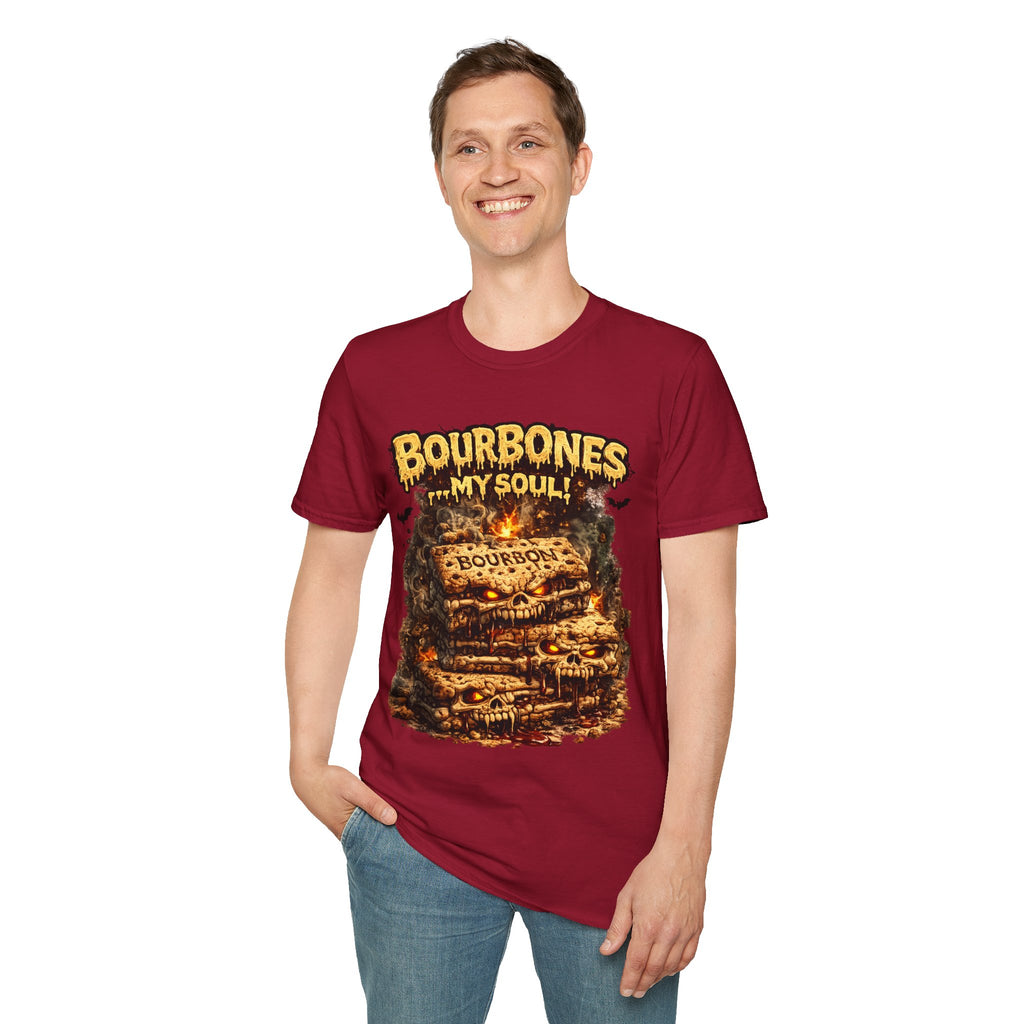 Bourbones My Soul T‑Shirt — Vintage Whiskey Skull Graphic Tee