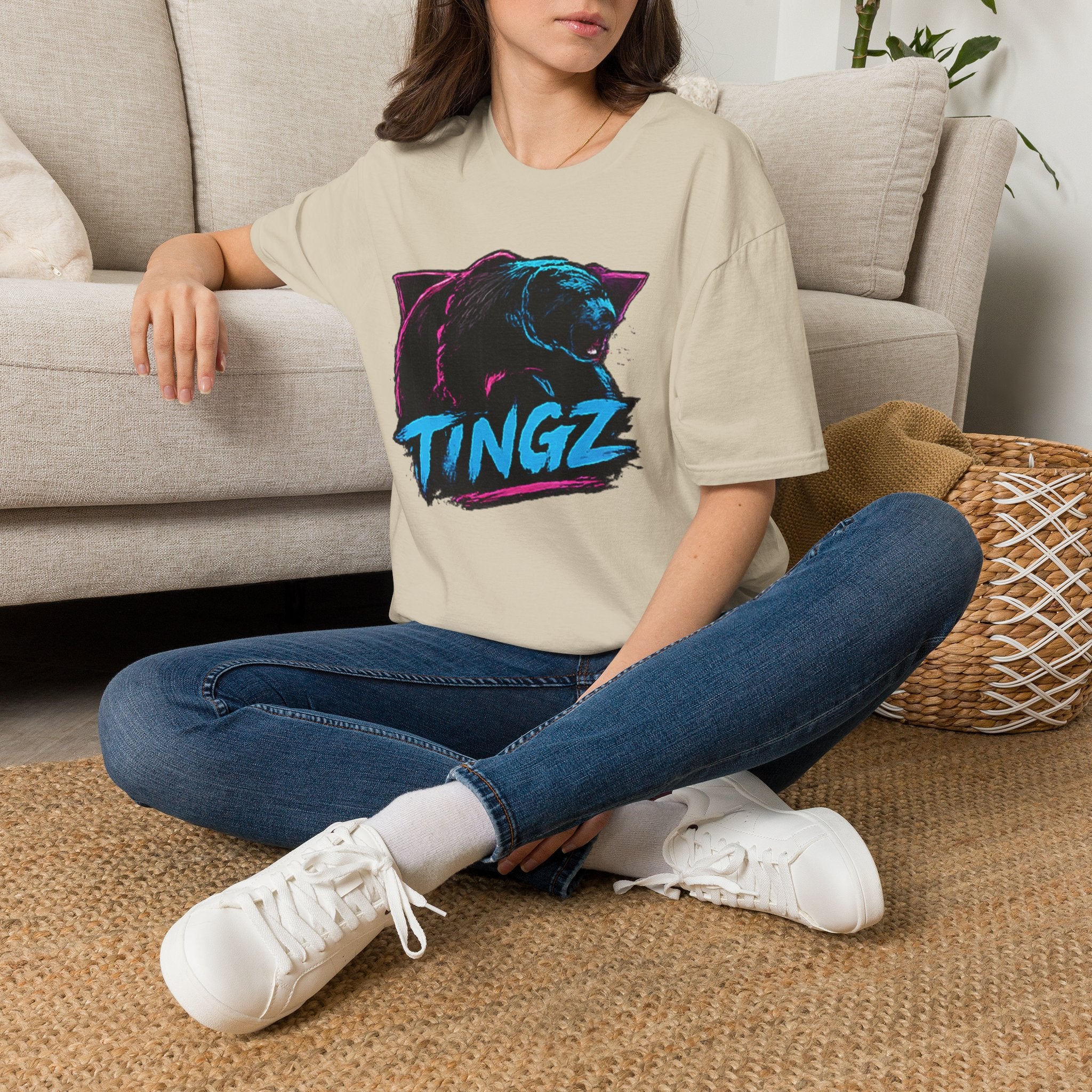 Bear TINGZ Graphic T-Shirt —  Retro Neon Crew Tee