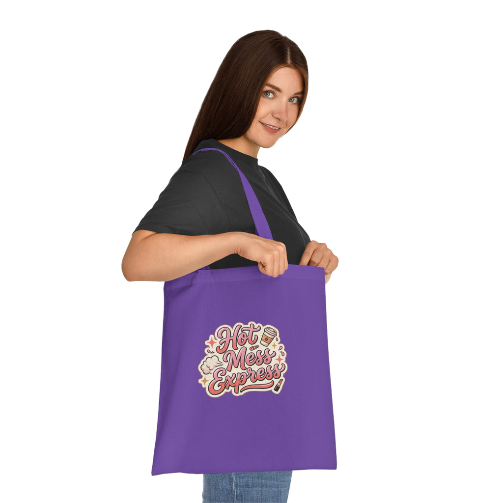 Hot Mess Express Cotton Tote — Funny Retro Coffee & Makeup Graphic Tote Bag