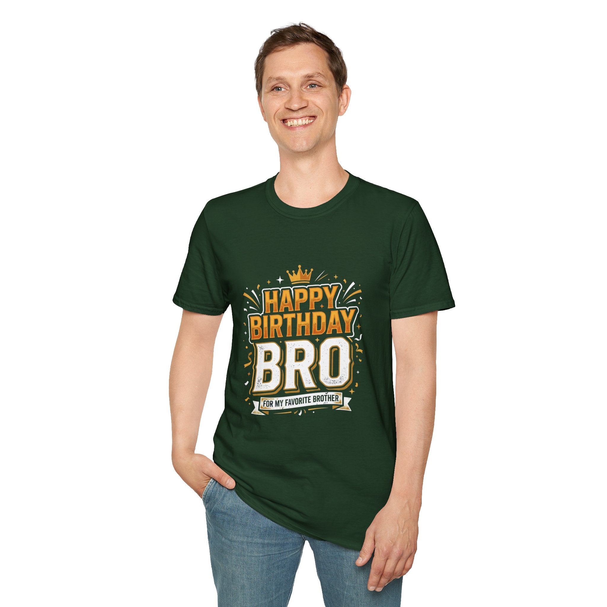 Happy Birthday Bro T-Shirt — Bold Crowned Birthday Tee for Brother