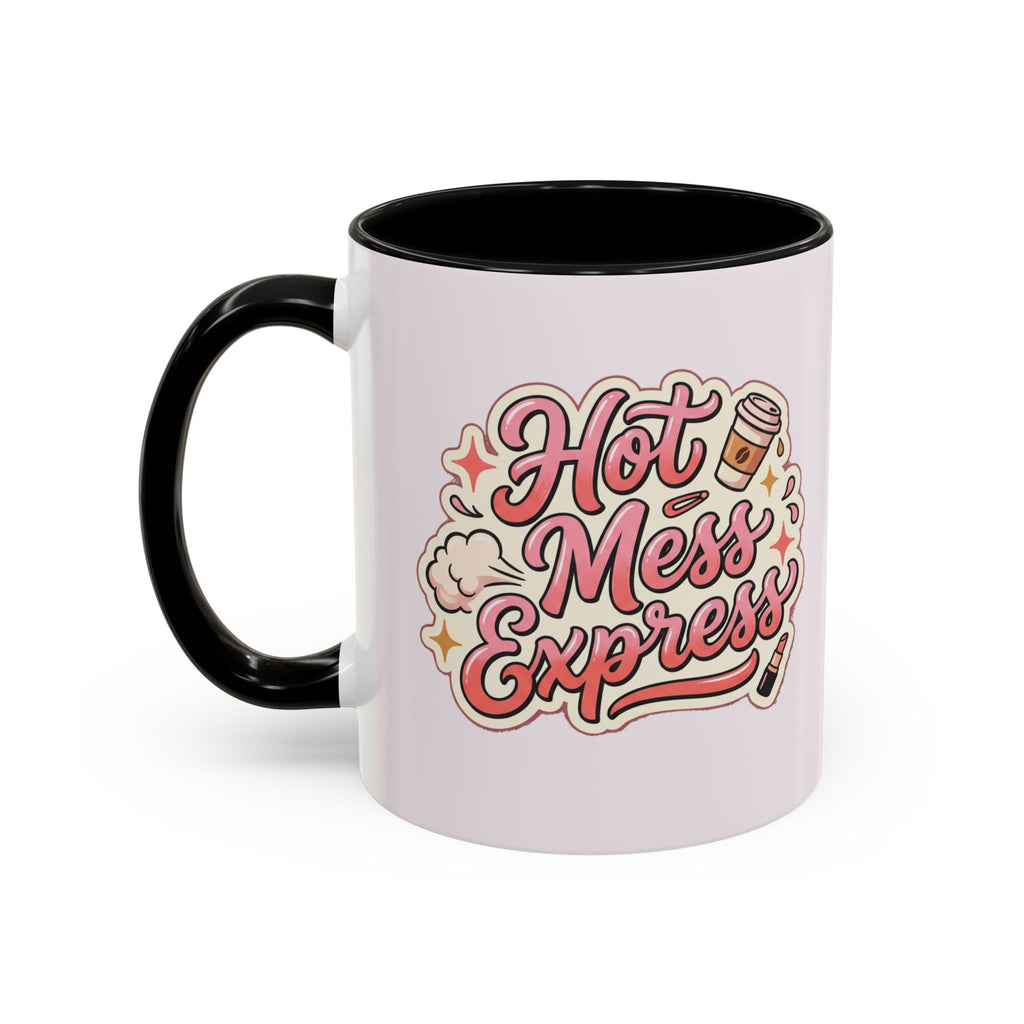 Hot Mess Express Coffee Mug — Funny Pink Accent Mug for Coffee Lovers