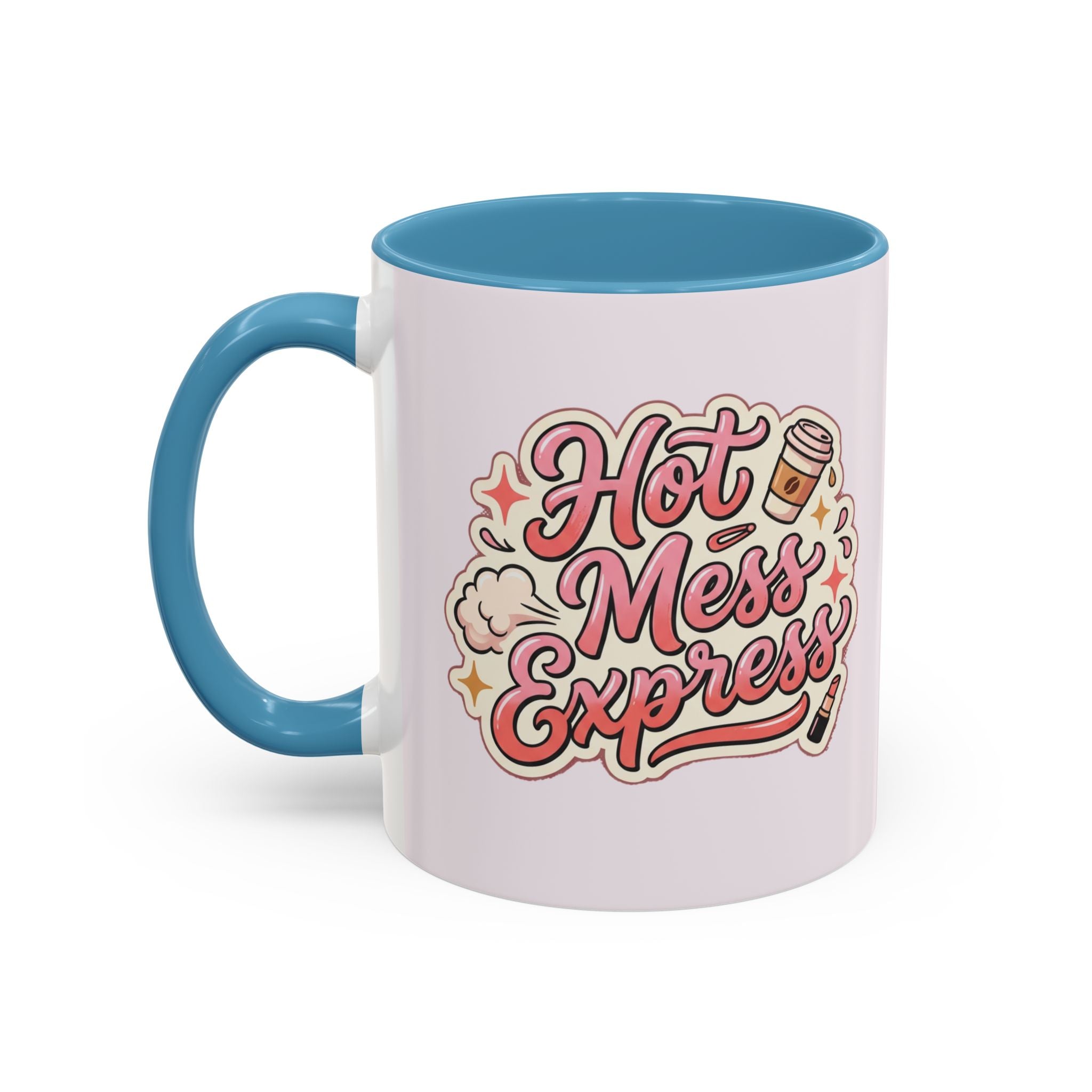 Hot Mess Express Coffee Mug — Funny Pink Accent Mug for Coffee Lovers