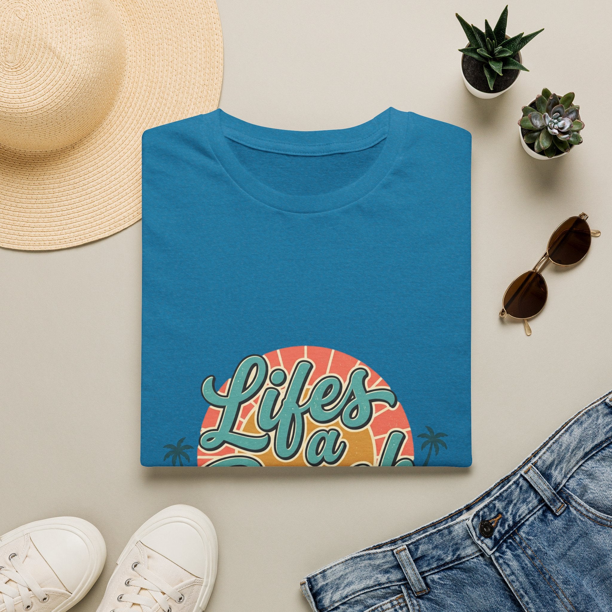 Life's a Beach T-Shirt — Retro Palm Sunset Summer Tee
