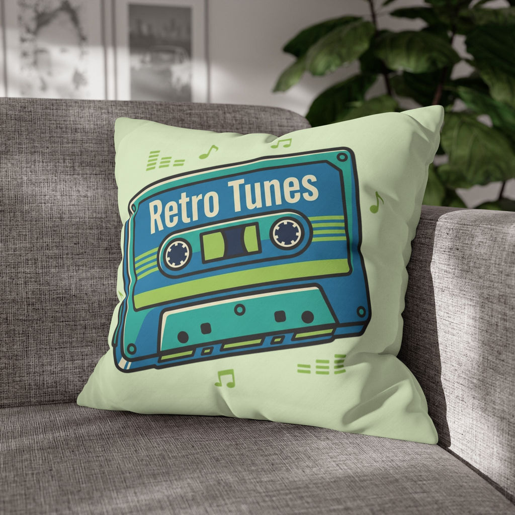 Retro Tunes Cassette Pillowcase — Square Poly Canvas Decorative Throw Pillow