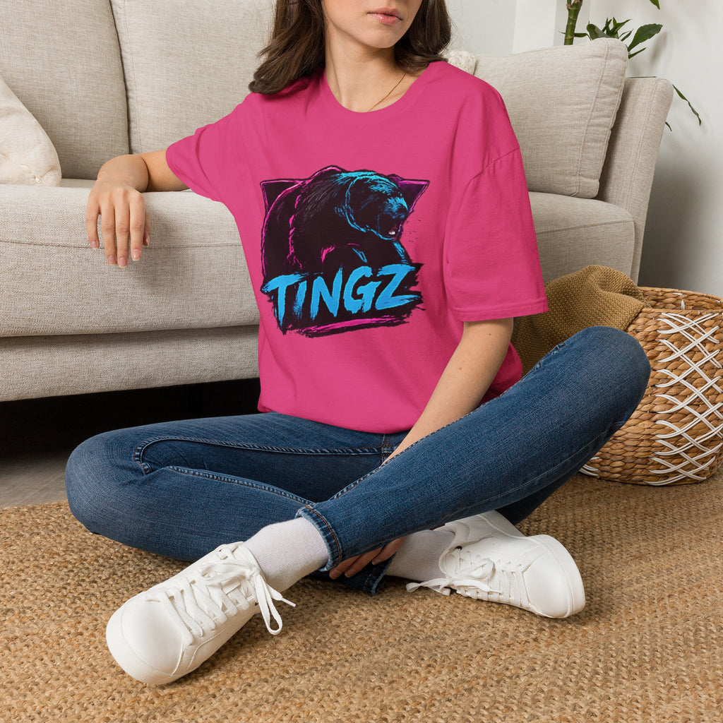 Bear TINGZ Graphic T-Shirt —  Retro Neon Crew Tee