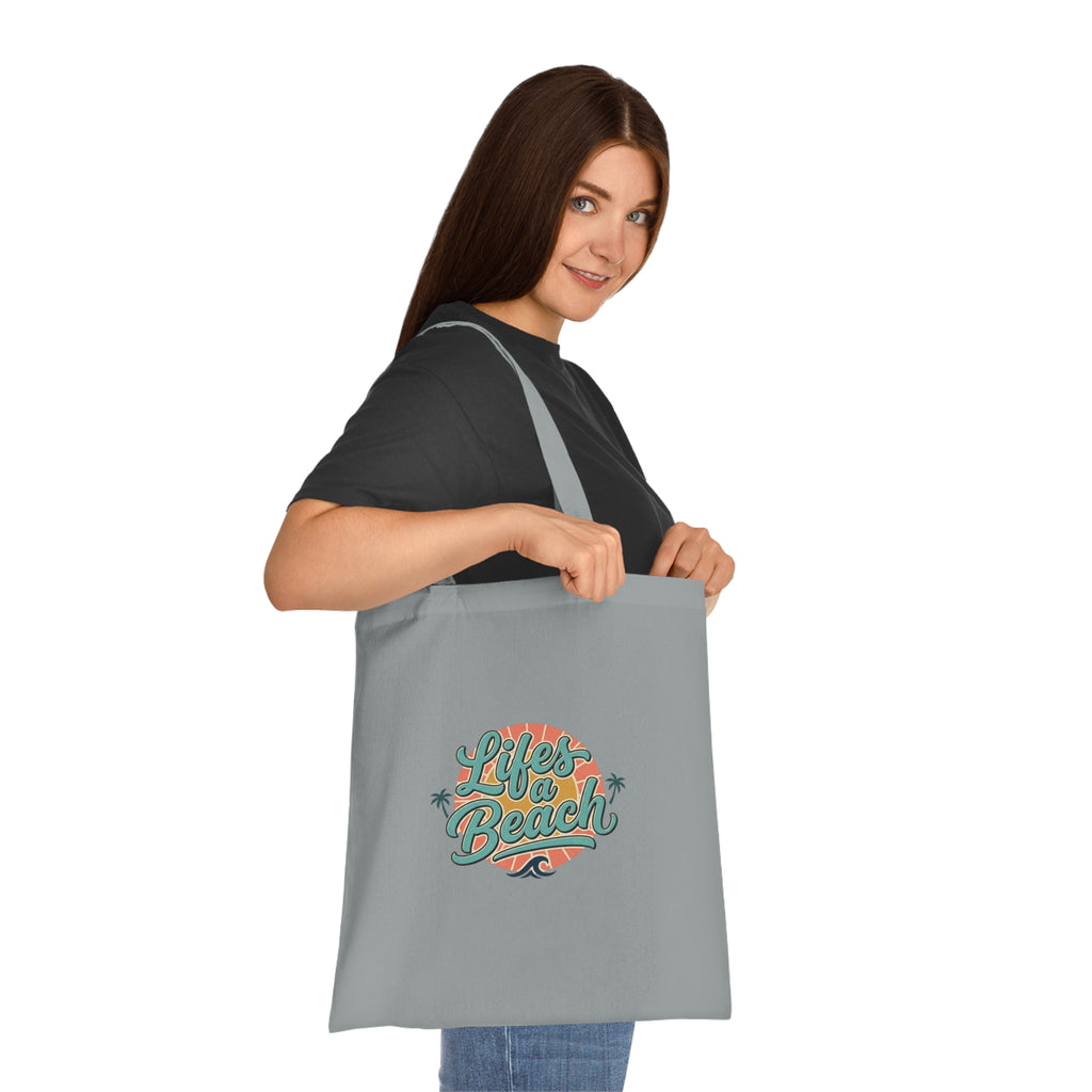 Life's a Beach Cotton Tote — Retro Surf Beach Bag with Palm Trees