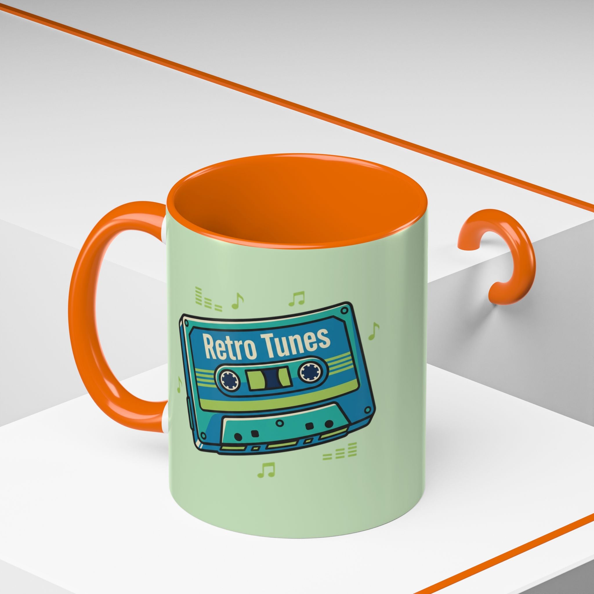 Retro Tunes Accent Coffee Mug — Cassette Tape Music Lovers Gift (11/15oz)