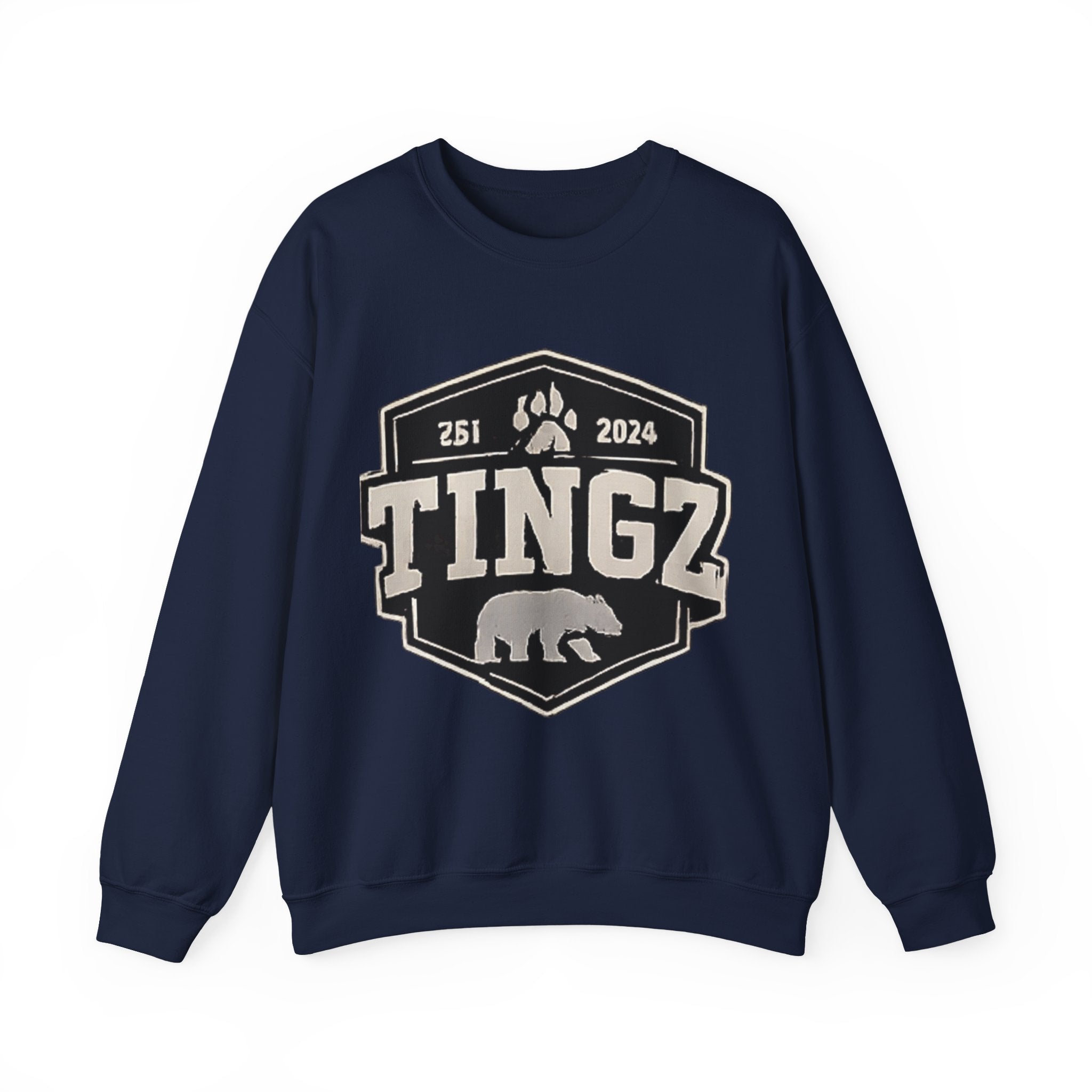BEAR TINGZ  Badge Unisex Crewneck Sweatshirt | Vintage Wildlife Graphic Sweatshirt | Classic Streetwear Pullover