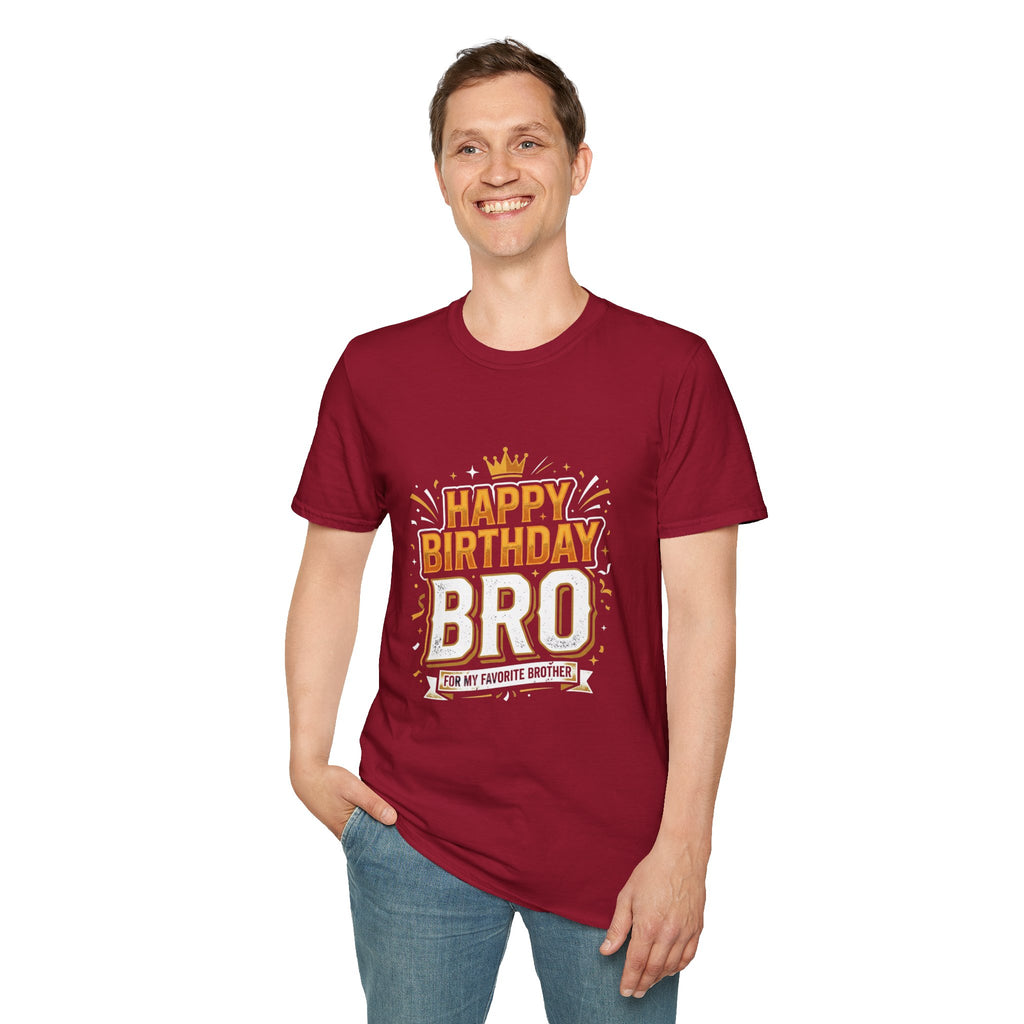 Happy Birthday Bro T-Shirt — Bold Crowned Birthday Tee for Brother