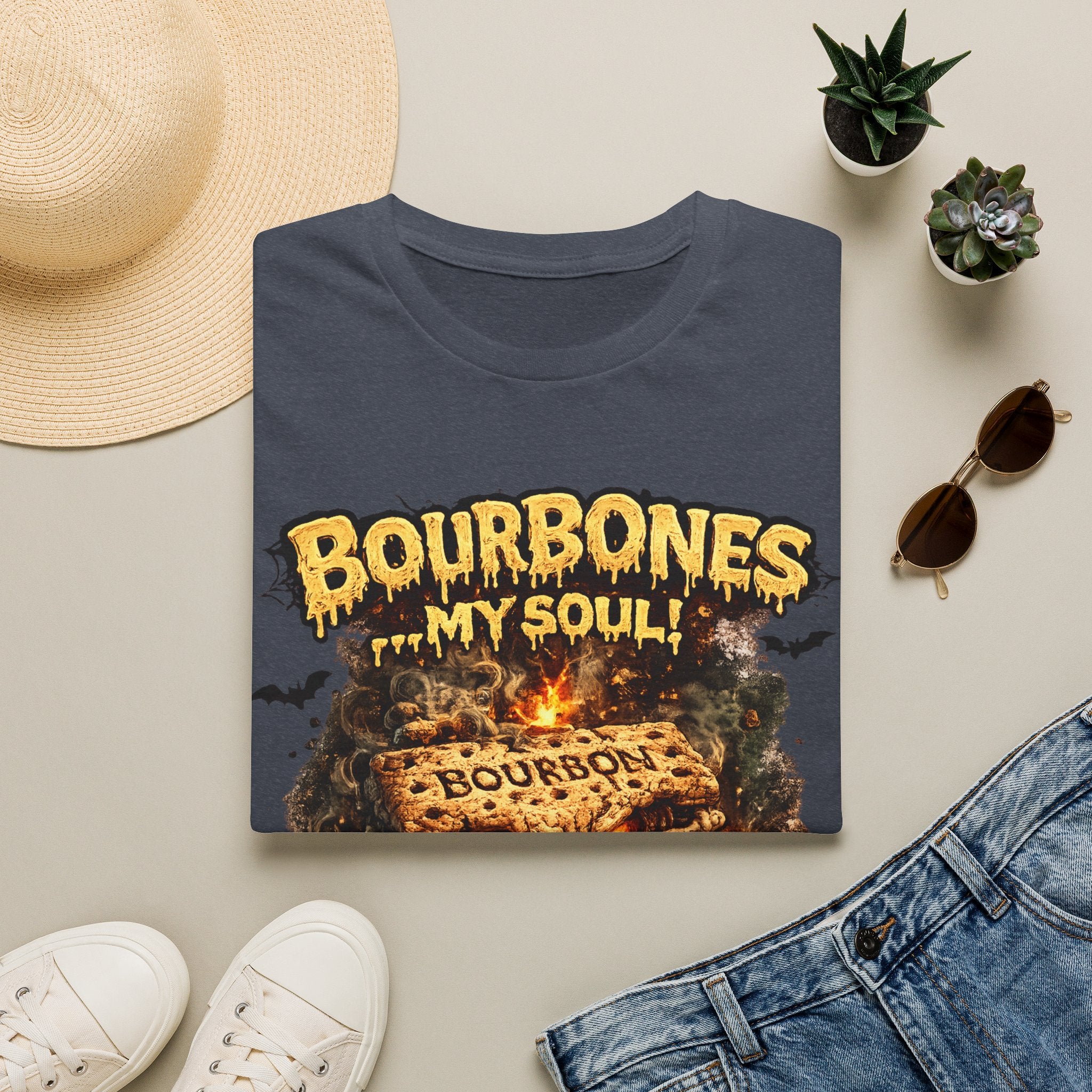 Bourbones My Soul T‑Shirt — Vintage Whiskey Skull Graphic Tee
